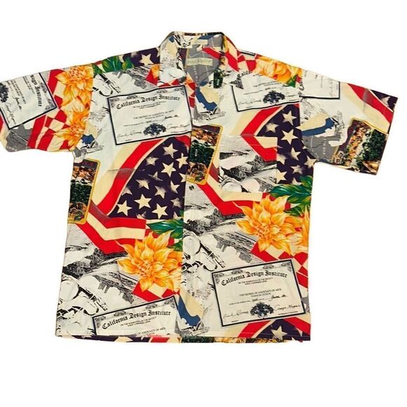 California Design Institute wild USA COMPILATION sz L/XL button up aloha shirt - Picture 6 of 8